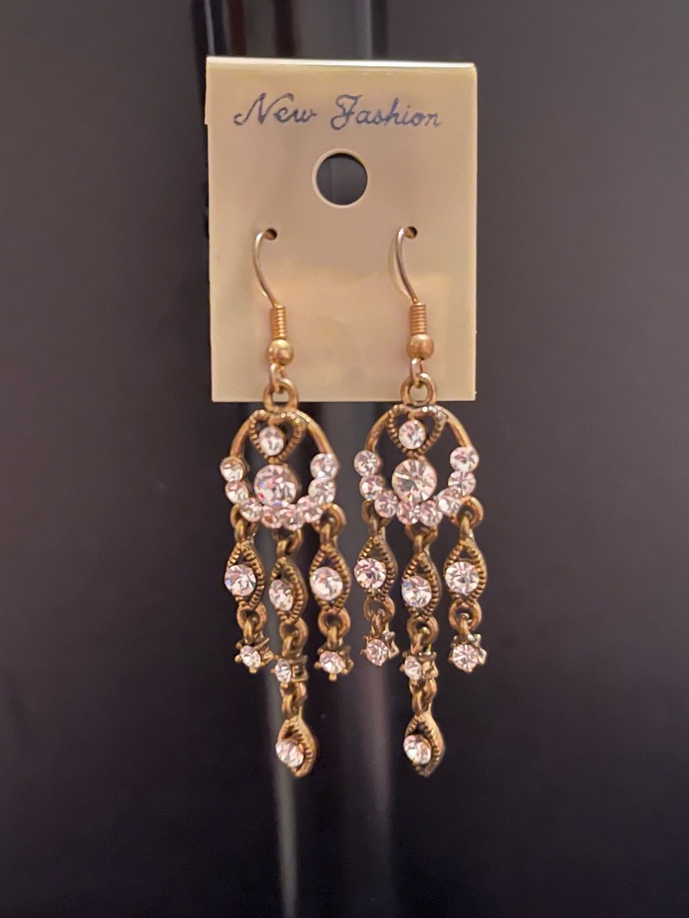 Antique Style Chandelier Earrings - Clear stones